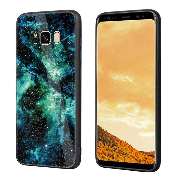 Bakeey Colorful Tempered Glass Back TPU Frame Case for Samsung Galaxy S8/S8Plus