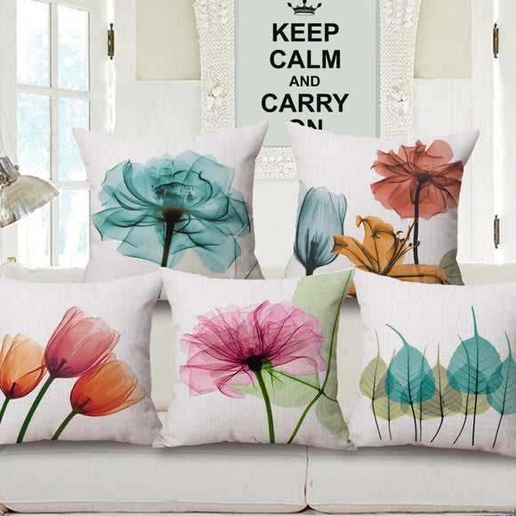 Honana WX-D5 45x45cm Modern Ink Painting Flower Cotton Linen Throw Pillow Case Waist Cushion Cover