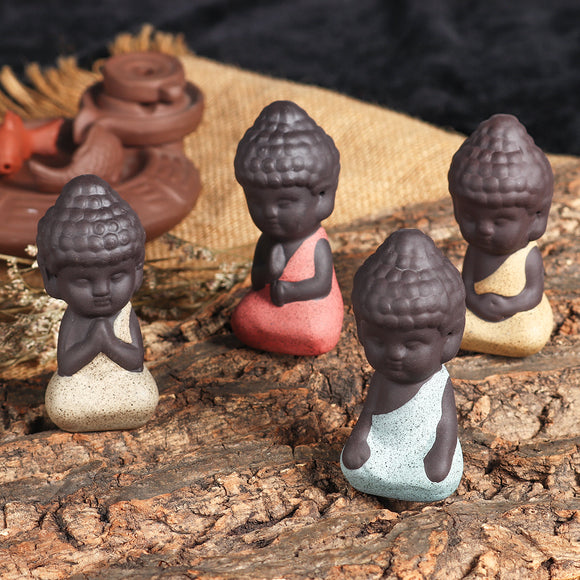 Mini Buddhism Zen Monks Small Clay Statues Car Interior Ornaments