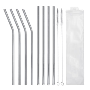 Reusable Straw Stainless Steel Straws Reusable Metal Drinking Straws with Cleaning Brushes Pouch