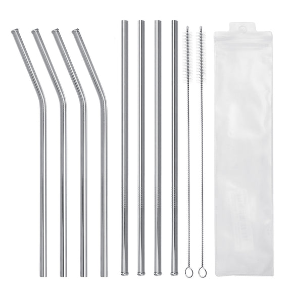 Reusable Straw Stainless Steel Straws Reusable Metal Drinking Straws with Cleaning Brushes Pouch