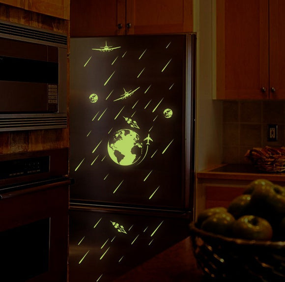 Miico Creative Meteor Shower Planets Luminous PVC Removable Home Room Decorativ Decor Sticker