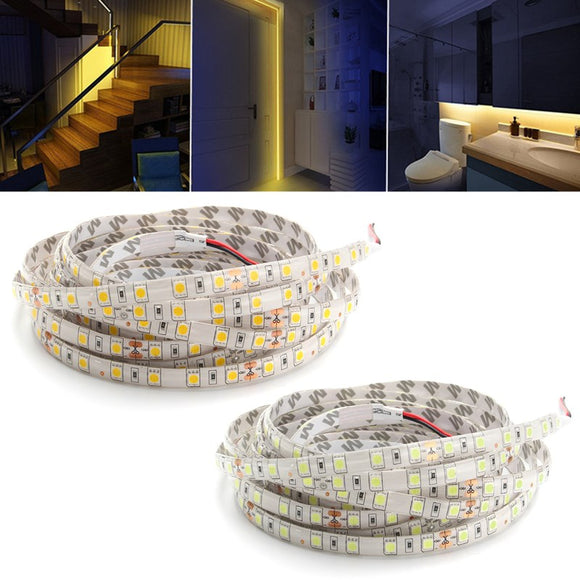 5M 60W 5050 SMD Waterproof 300LEDs Strip Light Pure White Warm White for Home Decor DC24V