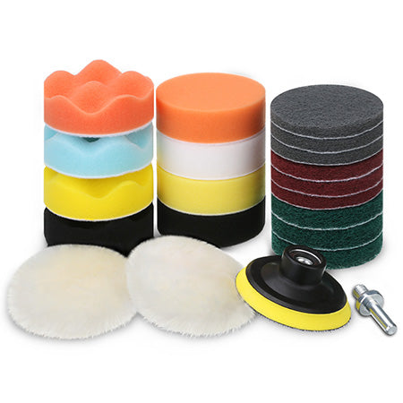 MATCC Polishing Scouring Pads Wool Buffing Pads Kits 3 Inch with Drill Adapter Backing Pad Paint Scratch Repair Polishers Kits Car Foam Drill Polishing Pad Kits for Sanding Glazing Polishing Waxing