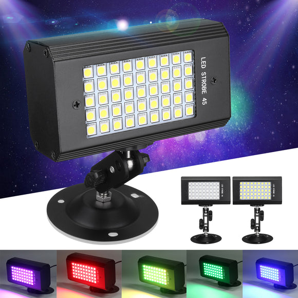 23W 45 LED RGB/White Light Sound-Activated Stroboflash Stage Light for DJ Club KTV AC100-240V