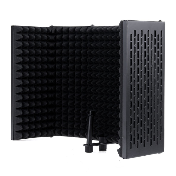 5 Panel Foldable Studio Microphone Isolation Shield Recording Sound Absorber Foam Panel Support Bracket