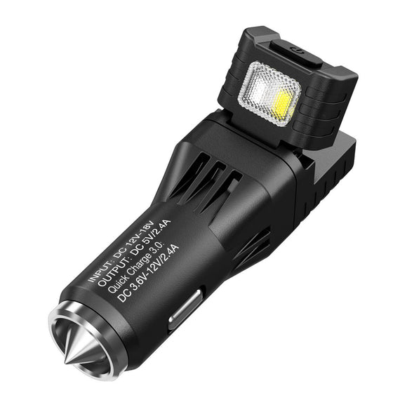 Nitecore VCL10 Quick Charge 3.0 USB Car Charger With White + Red Light Flashlight