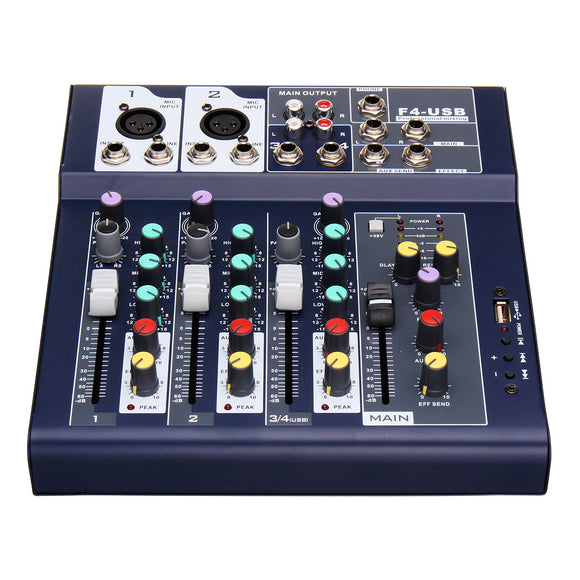 4 Channel 48V bluetooth USB Sound Live Studio Audio Mixer Mixing Console Karaoke