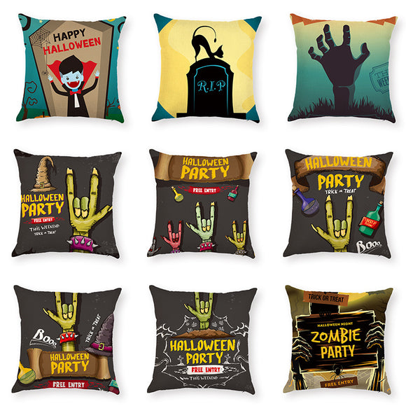 Halloween Terror Ghost Hand Pattern Pillowcase Cotton Linen Throw Pillow Cushion Cover