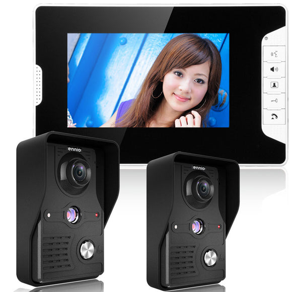 ENNIOSY813MK21 7inch TFT LCD Video Door Phone Doorbell Intercom Kit 2 Cameras 1 Monitor Night Vision