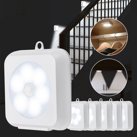 KCASA 2W LED Cabinet Night Light Wireless PIR Motion Sensor Battery Operated Cupboard Closet Lamp Home Bedroom Kitchen Lighting