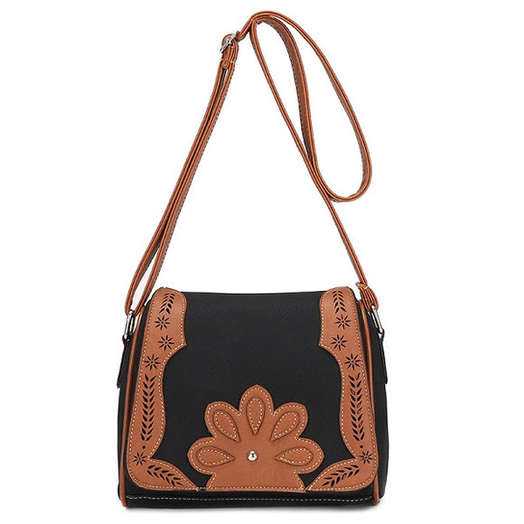 Women Quality Floral PU Leather Vintage Elegant Shoulder Bag Crossbody Bag