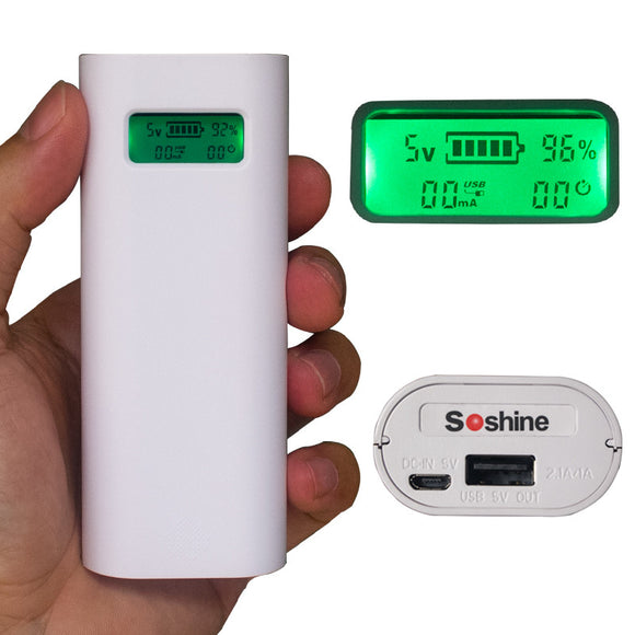Soshine E4S LCD Display 2 Slot 18650 Li-ion Battery USB Battery Charger Power Bank for Mobile Phone