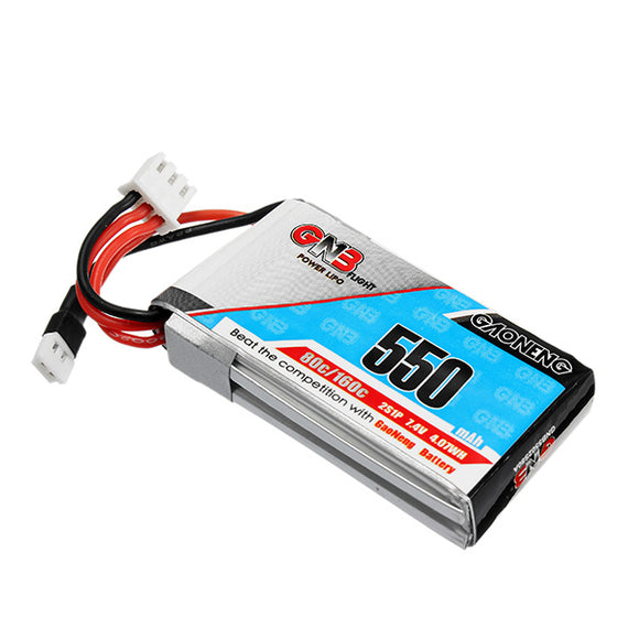 2PCS Gaoneng GNB 7.4V 550mAh 2S 80/160C Lipo Battery White Plug