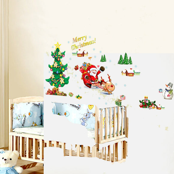 Christmas Wall Stickers Christmas Tree Santa Claus Window Can Remove Wall Stickers