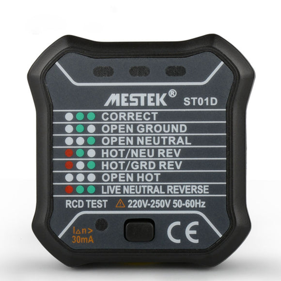 MESTEK ST01D/ST01E Socket Tester RCD Test 220V-250V Leakage Switch Tester EU/UK Plug