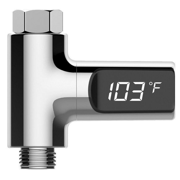 Loskii LW-101 LED Display Home Water Shower Thermometer Flow Self-Generating Electricity Water Tempe