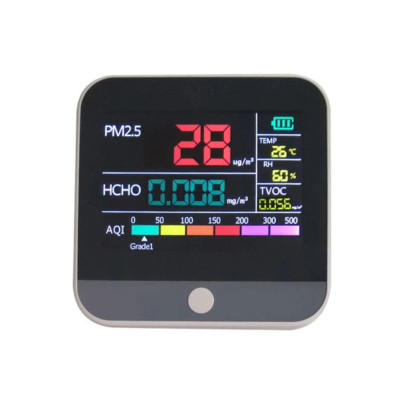 PM2.5 Tester Formaldehyde TVOC Air Quality Monitor Analyzer Gas Detector Temperature Humidity AQI Smart Calibration Indoor Meter