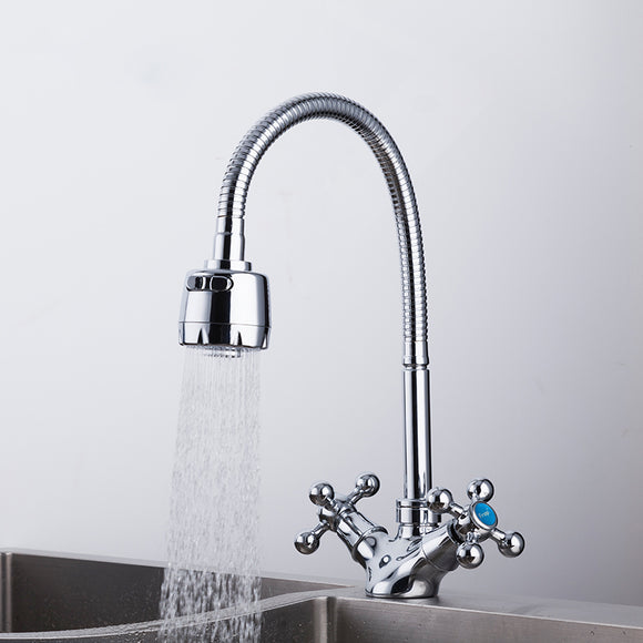 FRAP Silver Double Handle Faucet Kitchen Sink Faucet and Kitchen