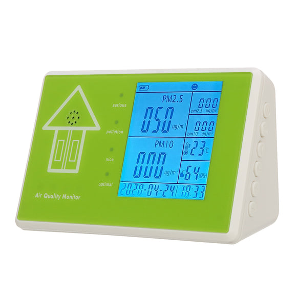 6 in 1 Air Quality Detector PM2.5 PM10 TVOC HCHO Formaldehyde Humidity Temperature