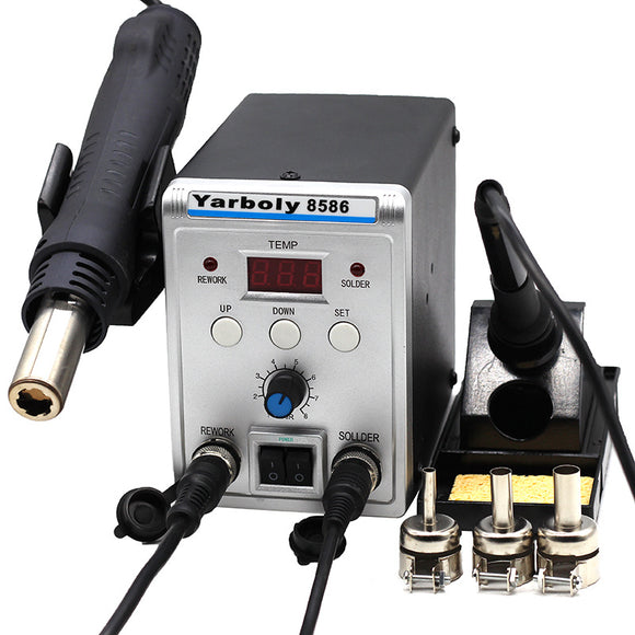 Yarboly 8586 2in1 Soldering Station Portable Digital Hot Air Gun BGA Rework Solder Station Hot Air Blower Desoldering Tool