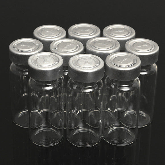 10Pcs 10ml Sample Vials Bottles w/ Stopper Caps for 20MM Hand Crimper Seal Ring Machine