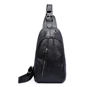 Men Fashion PU Leisure Black Crossbody Bag Shouder Bag