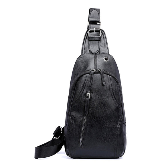 Men Fashion PU Leisure Black Crossbody Bag Shouder Bag
