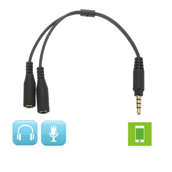 1 Male To 2 Dual Female Earphone Microphone Y Splitter Audio Cable Adapter