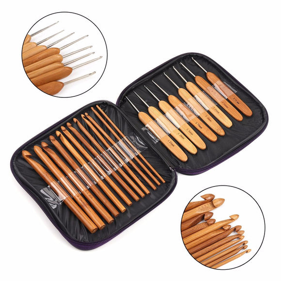 20pcs Bamboo Sewing Crochet Hooks Weave Knitting Needles