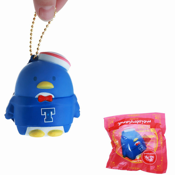Meistorland Navy Penguin Squishy Soft Straps Squeeze Toy With Chain Retail Packaging