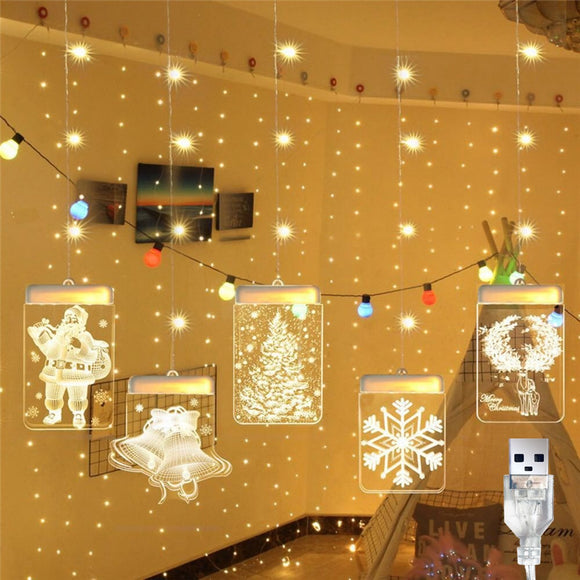 USB LED Luminous Fairy Curtain String Light Garland Hanging Wall Lamp For Christmas Home Party Decor 5V