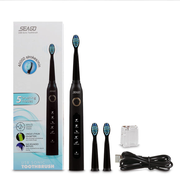 SEAGO E5 Sonic Electric Toothbrush 5 Optional Modes USB Rechargeable Smart Timer Toothbrush IPX6