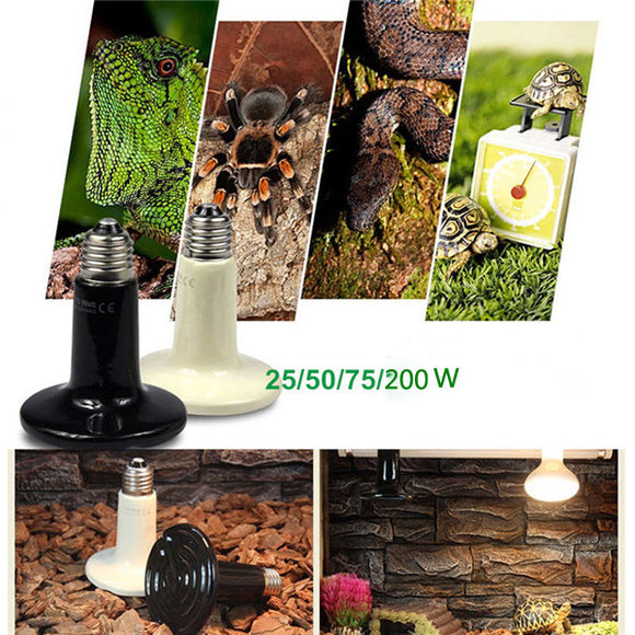 110V Black Infrared Ceramic Heat Emitter Lamp Bulb for Reptile Pet Brooder 25W/50W/75W/100W