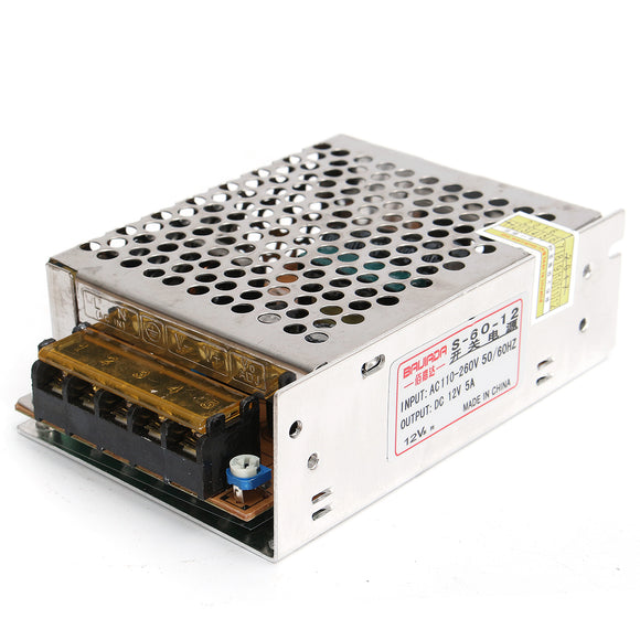 AC 220V To DC 12V 5A 60W Power Supply Lighting Transformer Adapter Driver For Strip Light Lamp