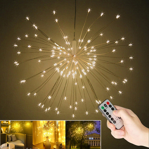 Battery Powered USB Sliver Wire 100LED Starburst String Fairy Light Holiday Wedding Party Home Decor