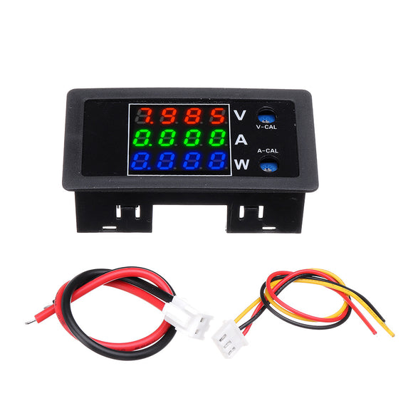 DC0-100V 10A DC Voltmeter and Ammeter Digital Dual Display 4-digit High Precision Power Meter Red-Green-Blue