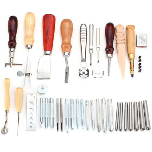 35pcs DIY Leather Craft Sewing Stitching Beveler Skiving Groover Punch Tool Kit