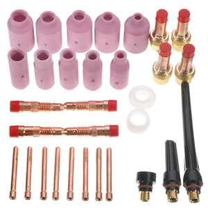 TIG Welding Gas Lens Consumable Kit 0.040-1/16-3/32-1/8 for Torch 17/18/26 T27
