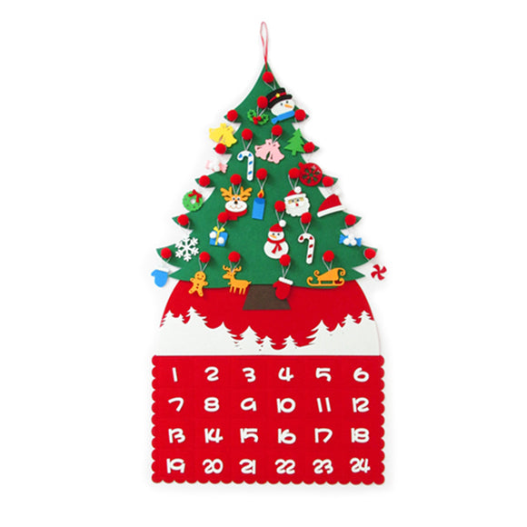 Felt DIY Christmas Tree Advent Calendar Children Craft Toy Hanging Decorations