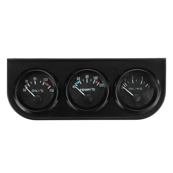 2''/52mm Bezel Voltmeter&Water Thermometer&Oil Pressure Electrical Triple Gauge