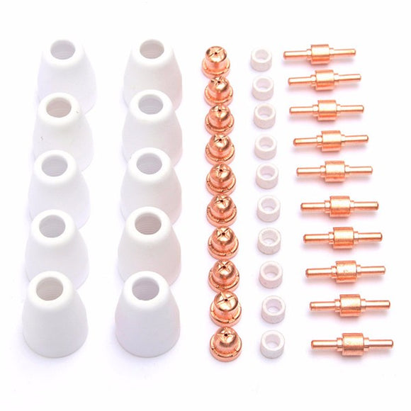 40pcs Air Plasma Cutting Cutter Torch Consumables Kits Nozzles Tips Shield Cups for PT-31 LG-40 CT-312