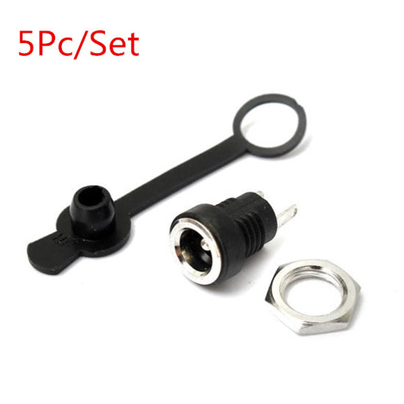 5Pc/Set Guitar Waterproof 3A 5.5 X 2.1mm DC Socket Plug Power Charger Plug Female Panel Mount