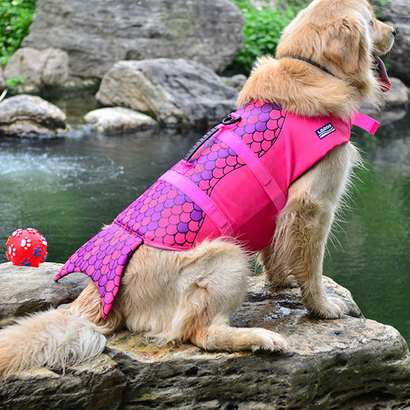 Pet Dog Safety Life Swimming Jacket Mermaid Float Vest Adjustable Buoyancy Aid