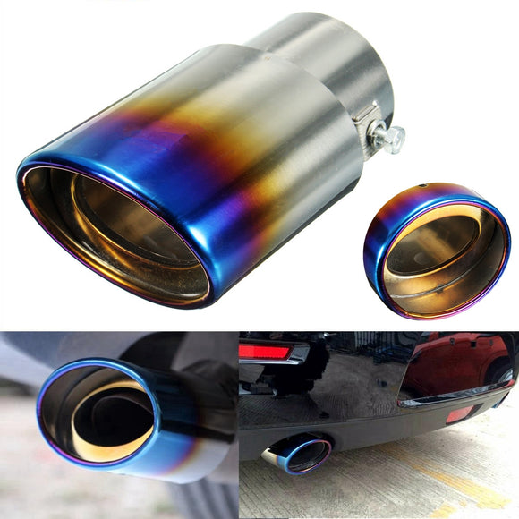 2.5 Grilled Blue Chrome Stainless Steel Exhaust Muffler Tip Pipe Universal