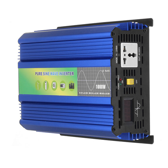 DEMUDA LCD 1000W DC 12V To 220V AC Pure Sine Wave Power Inverter 50Hz