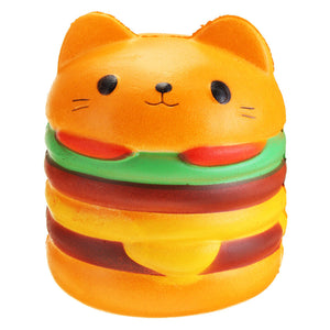 11*10CM Squishy Cute Hamburger Cat Slow Rising Cartoon Scented Bread Soft Fun Toy