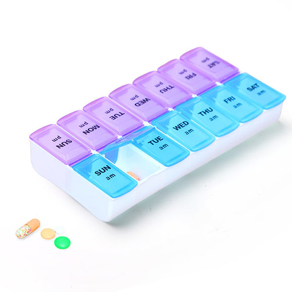 KCASA KC-JS1406 Weekly Pill Box 7 Days Tablets Organizer Twice A Day Travel Medicine Case