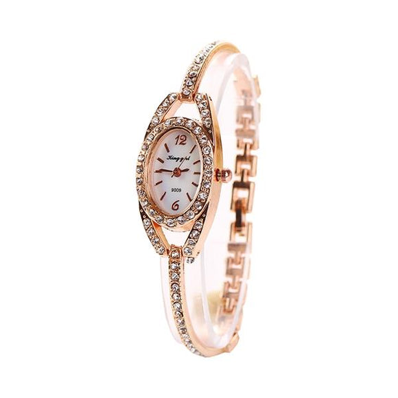 Fashion Ladies Wrist Watch Rhinestones Dial Alloy Women Bracelet Quartz Watch