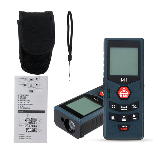 40/60/80/100M Laser Distance Meter Range Finder with Hand Strap Back Clip Pouch Bag